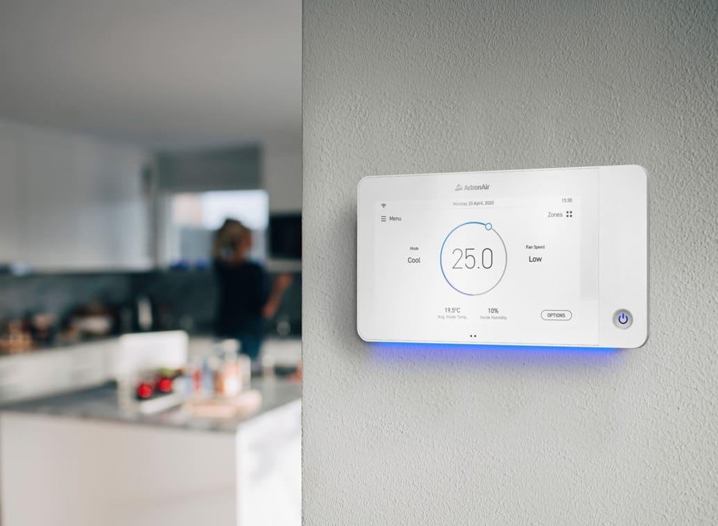 ActronAir air conditioning wall controller set to 25 degrees